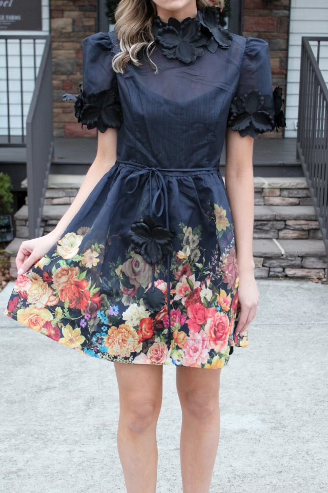 3D Floral Black Dress Dixie Duds and Decor 3D Floral Black Dress Dixie Duds and Decor