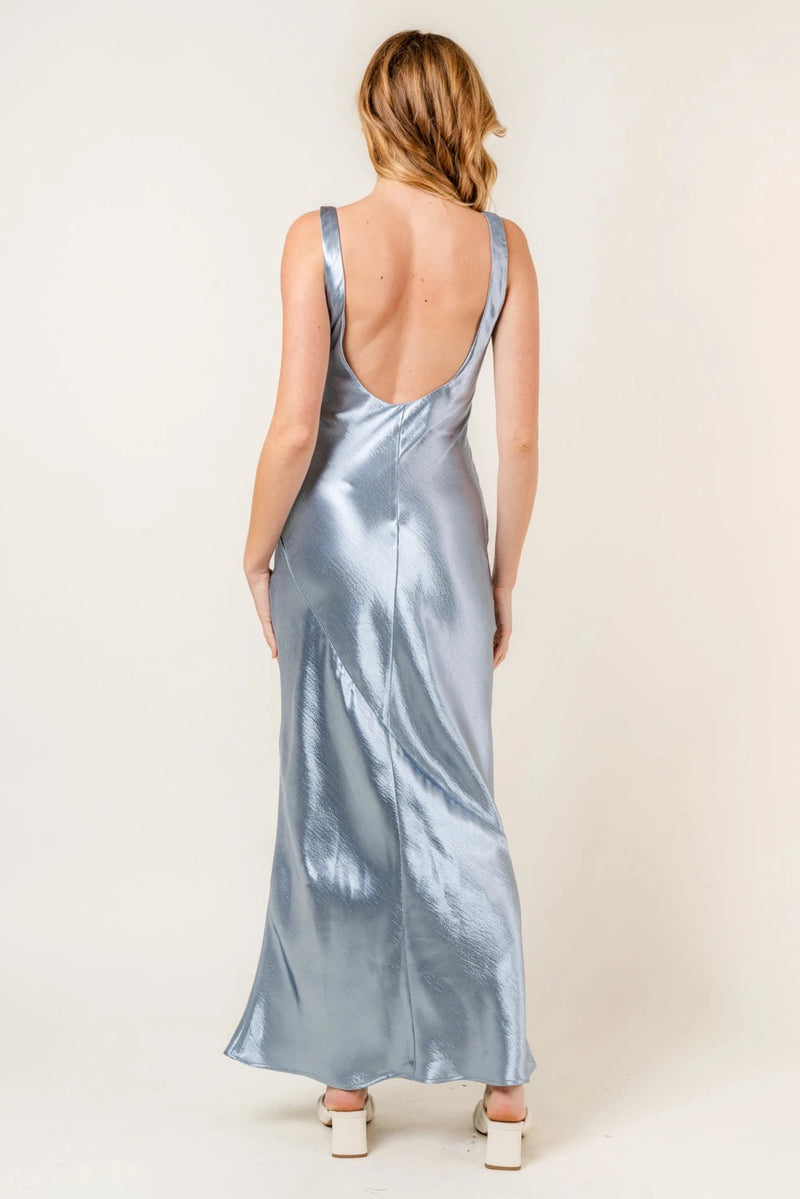 Elegant Satin Backless Maxi