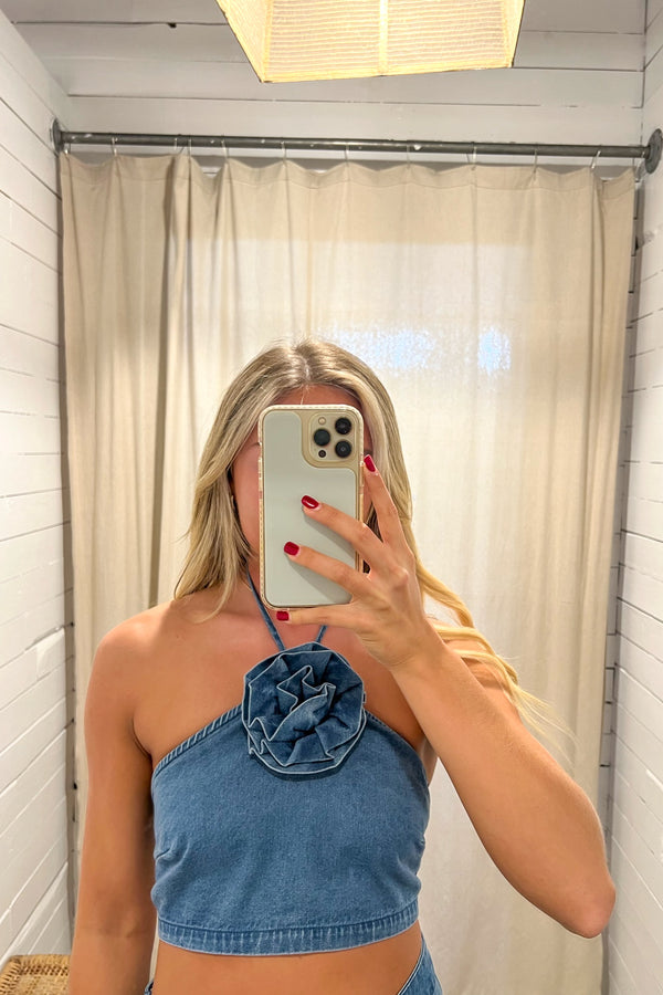 Rose Denim Top