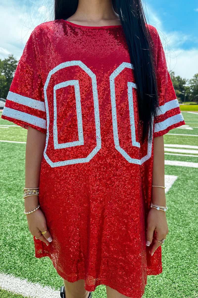 Double O Sequin Jersey Dress
