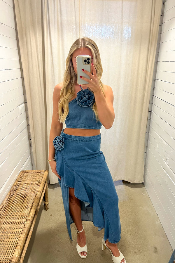 Rose Denim Skirt