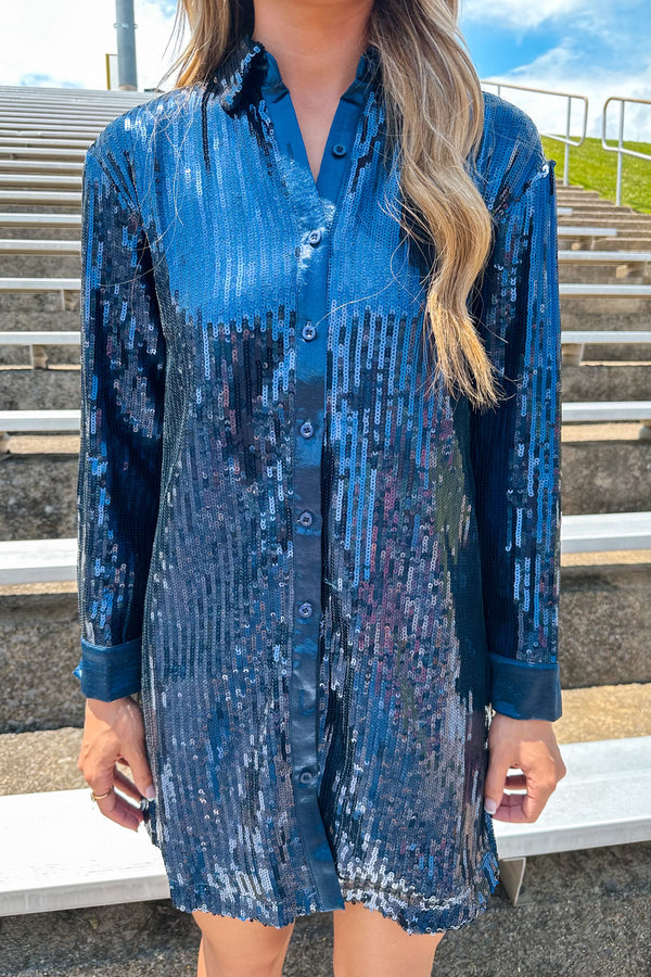 Noelle Navy Sequin Dress