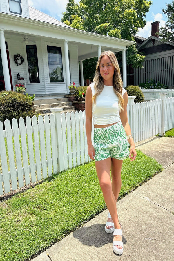 Kelly Green Eyelet Shorts