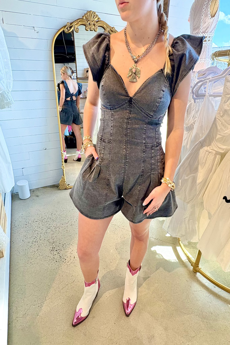 Sweetheart Denim Romper