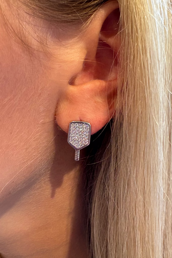 Silver CZ Pickleball Studs