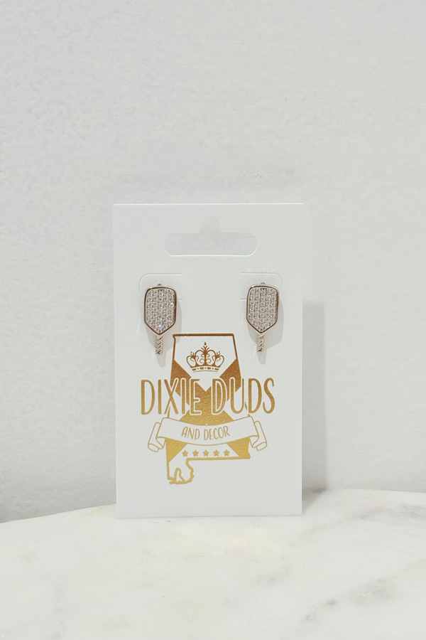 Silver CZ Pickleball Studs