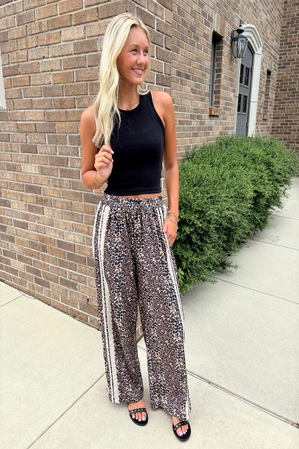 Leopard Print Track Pants