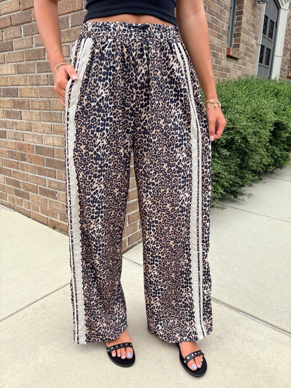 Leopard Print Track Pants