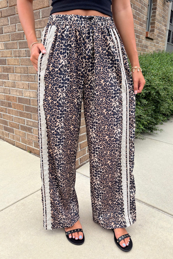 Leopard Print Track Pants