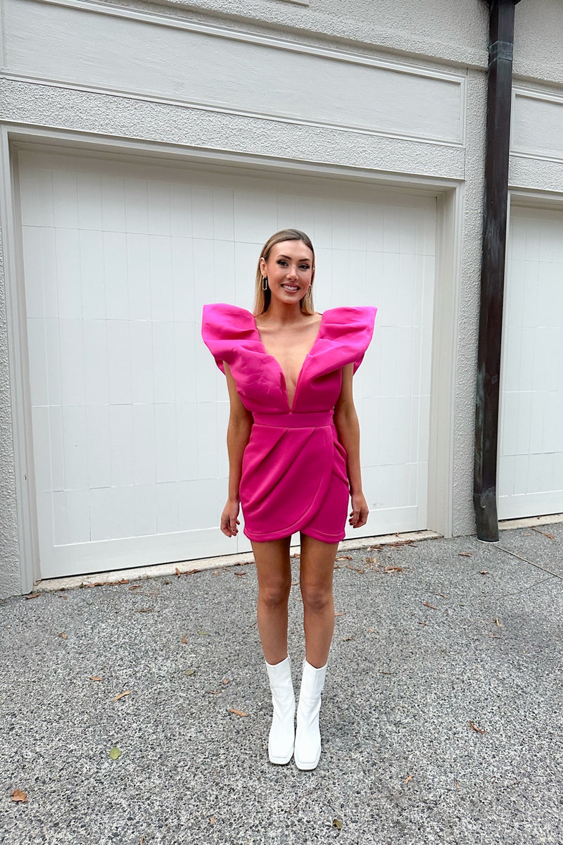 Bubble Sleeve Wrap Dress