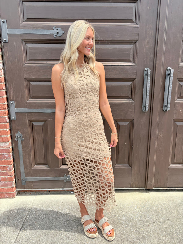 Crochet Halter Mini Dress