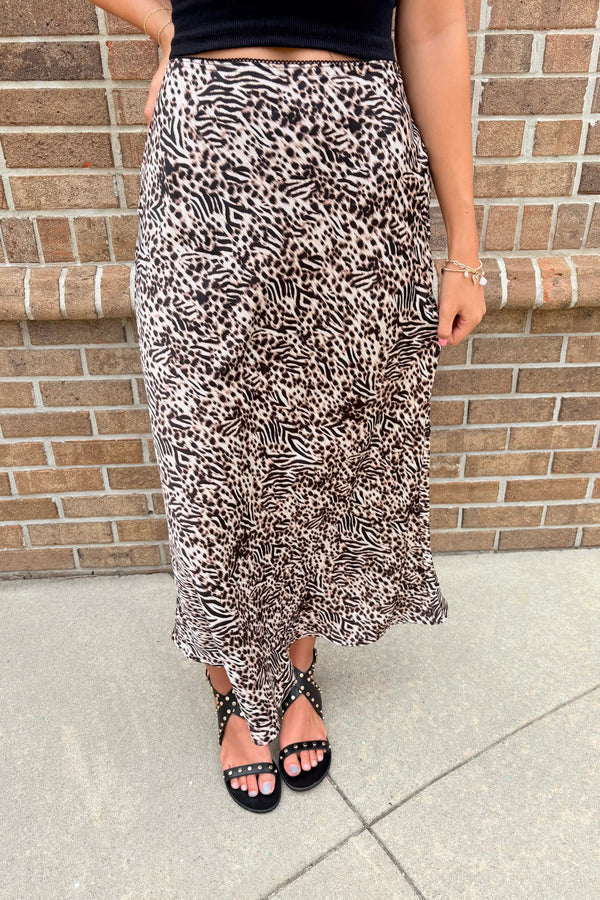 Iris Leopard Midi Skirt