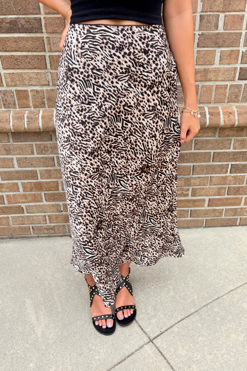 Iris Leopard Midi Skirt