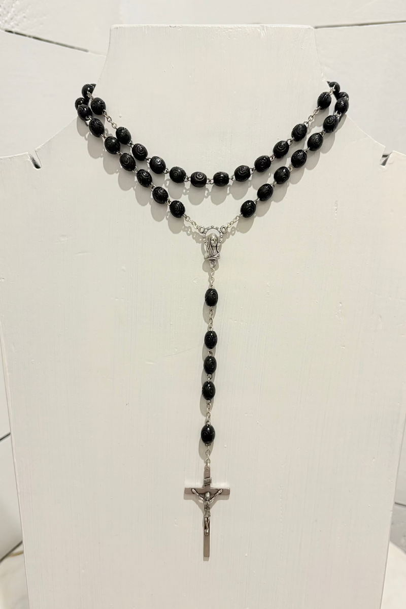 Black Beads w/ Jesus on Cross- Rosary