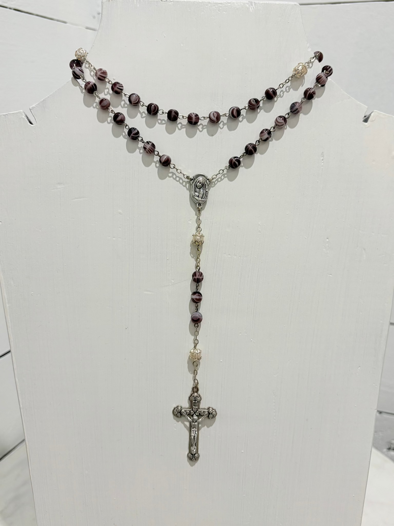 Purple Beads w/ Jesus on Cross- Rosary