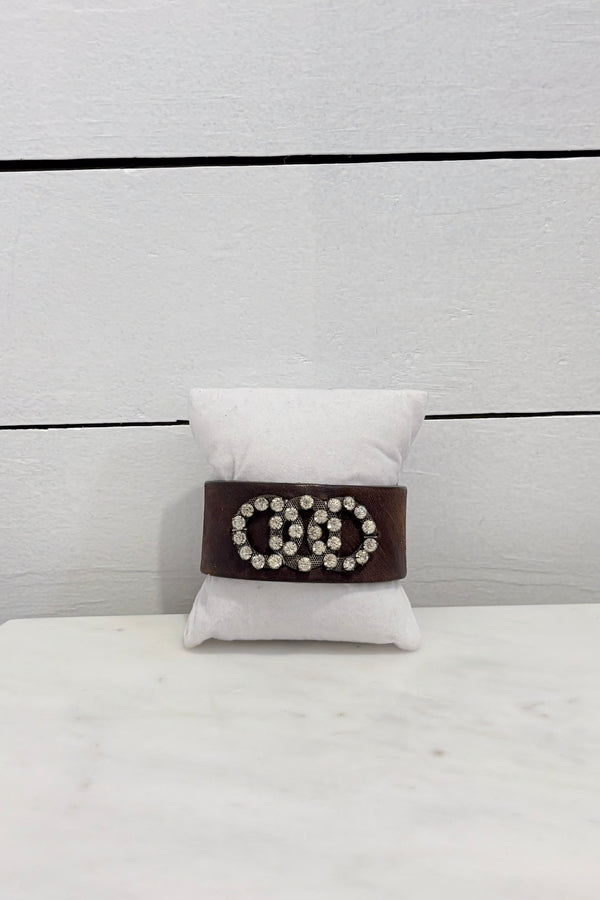 1800's Brooch Leather Bracelet- Made In the Deep South