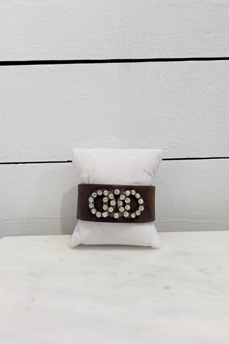 1800's Brooch Leather Bracelet- Made In the Deep South