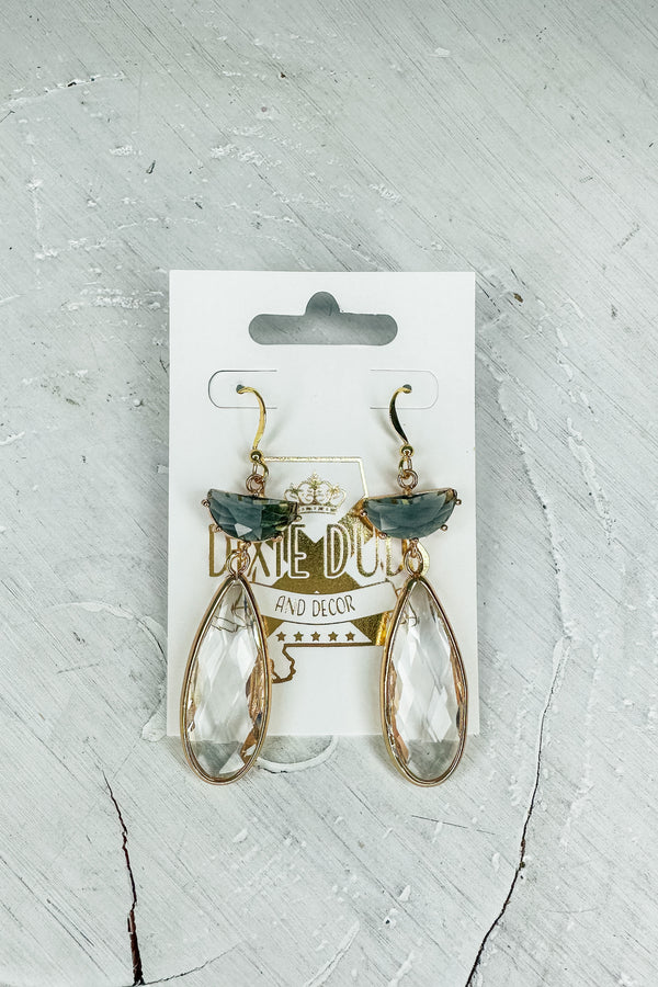 Crystal Double Pear Shape Hypoallergenic Dangles