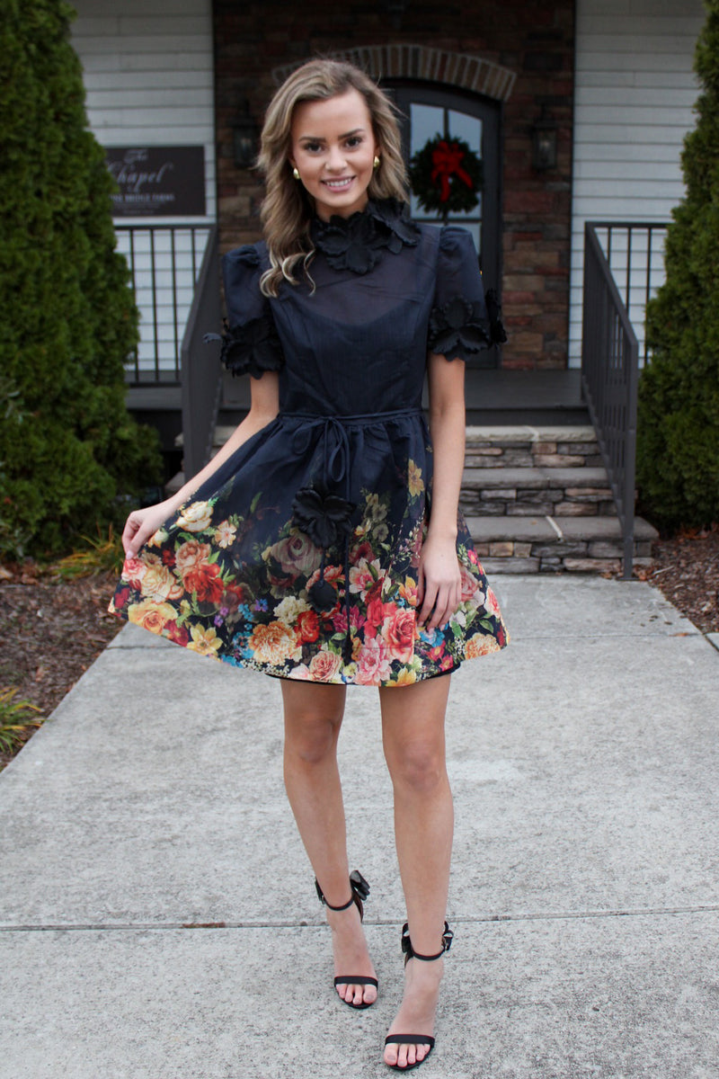 3d floral dress black Boston Proper - Black - 3D Floral Crochet Embellished Maxi Dress