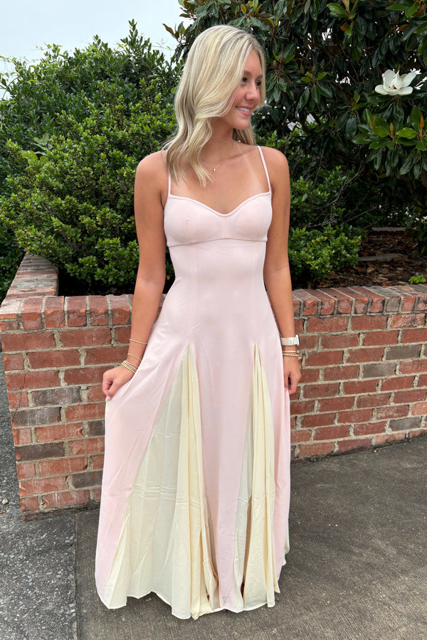champagne pink dress Gown – Dixie Duds and Decor Women's Brown Pinstripe Pants creating a flattering shape emigre Size:Custom Made