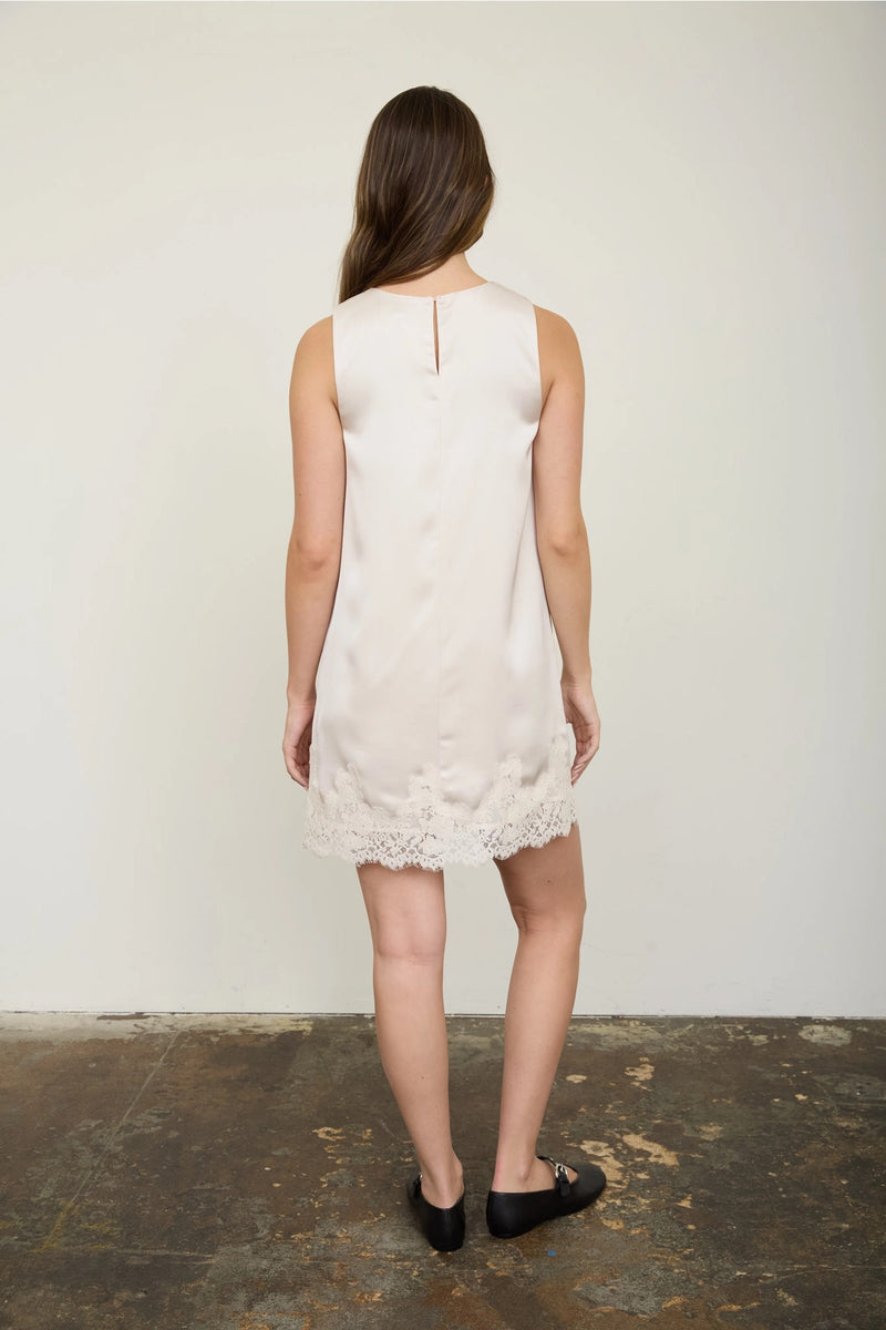 norman mini dress champagne Satin Lace ECCO Dress Classic Chelsea Size:40EU/M/12UK/10US 46 inches Satin 100% Polyester