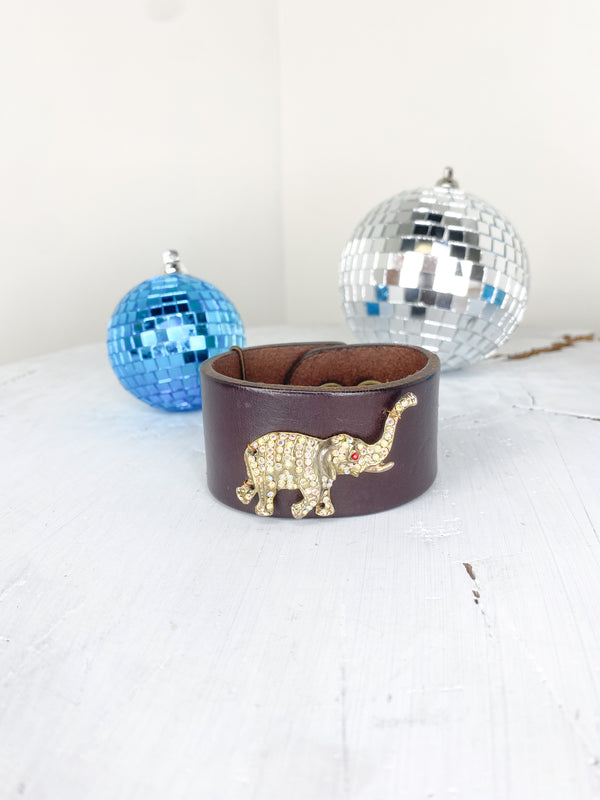 50s Elephant Brooch Lther Bracelet- Made In The Deep South