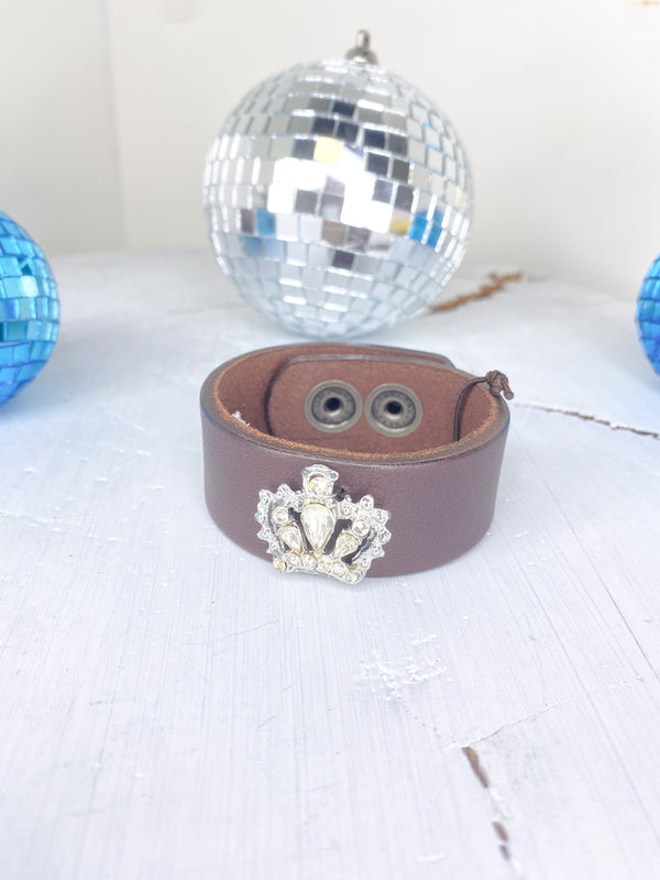 50s Crown Brooch Lther Bracelet- Made In The Deep South