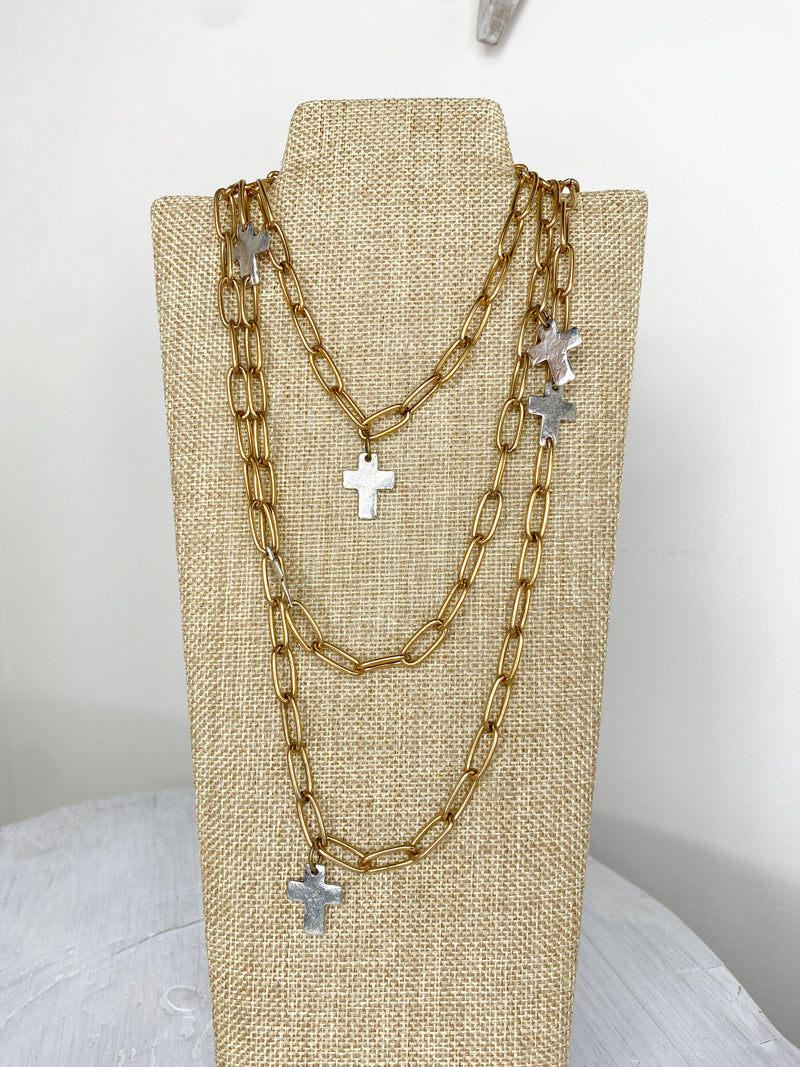 Cora Cross Chain Link Necklace
