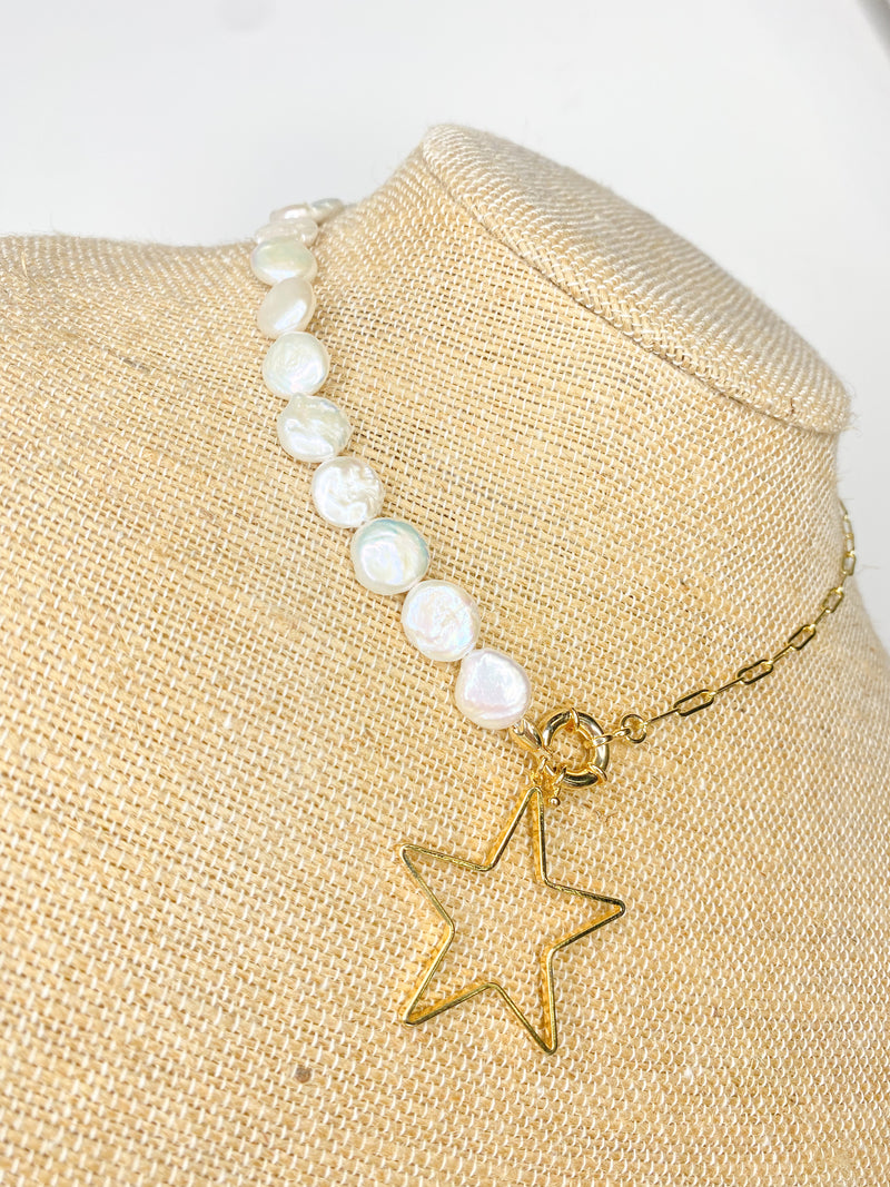 Freshwater Pearl & Gold Filled Chain w/ Star Charm