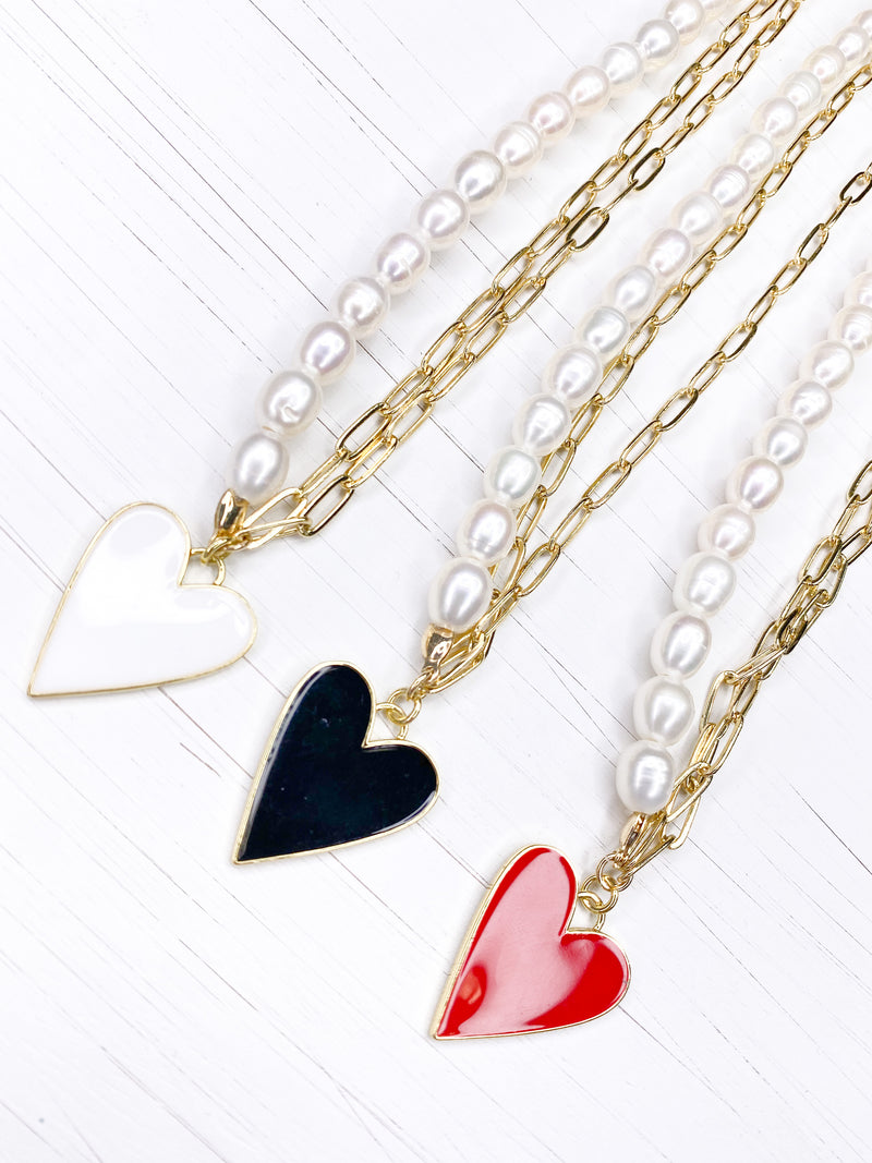 Freshwater Pearl & Gold filled Chain w/ Heart Charm