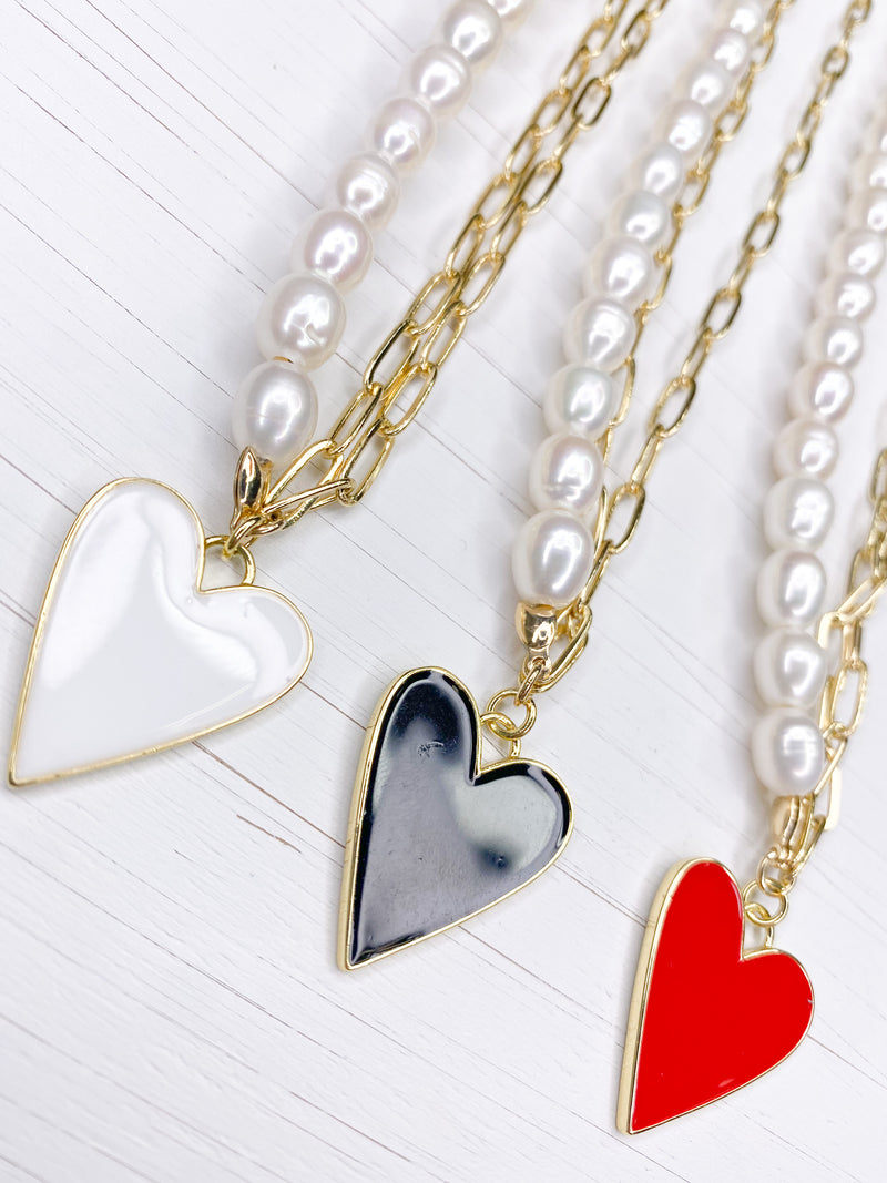 Freshwater Pearl & Gold filled Chain w/ Heart Charm